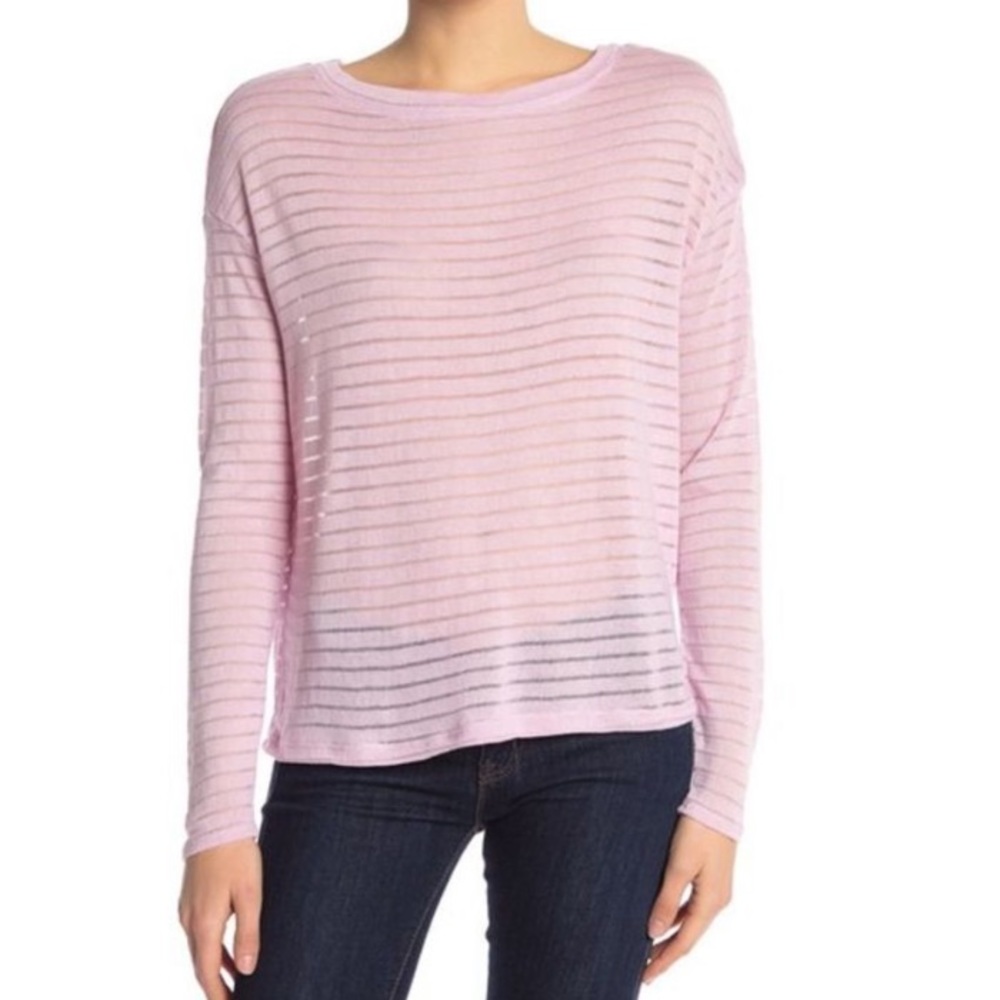 14th & Union Striped Sheer Boat Neck Sweater